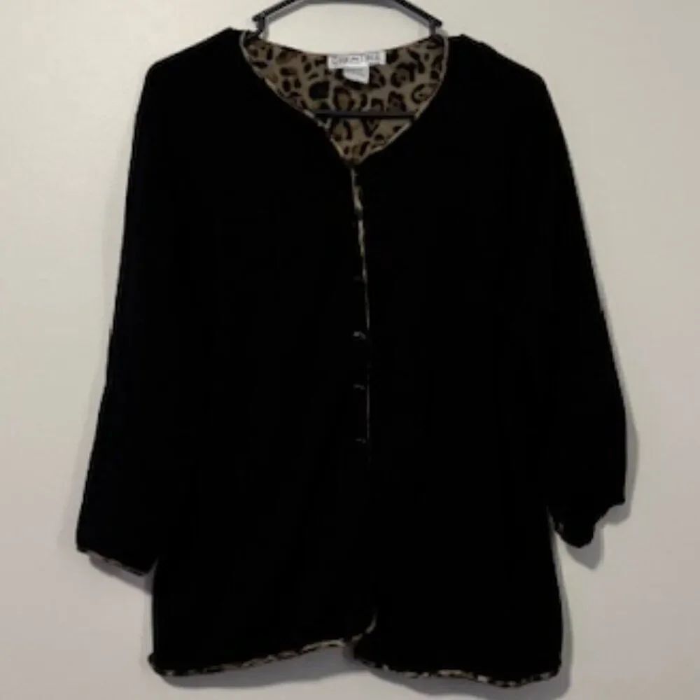 USED Woman's Christina Long Sleeve Button Down Blouse Color Black Size 2X